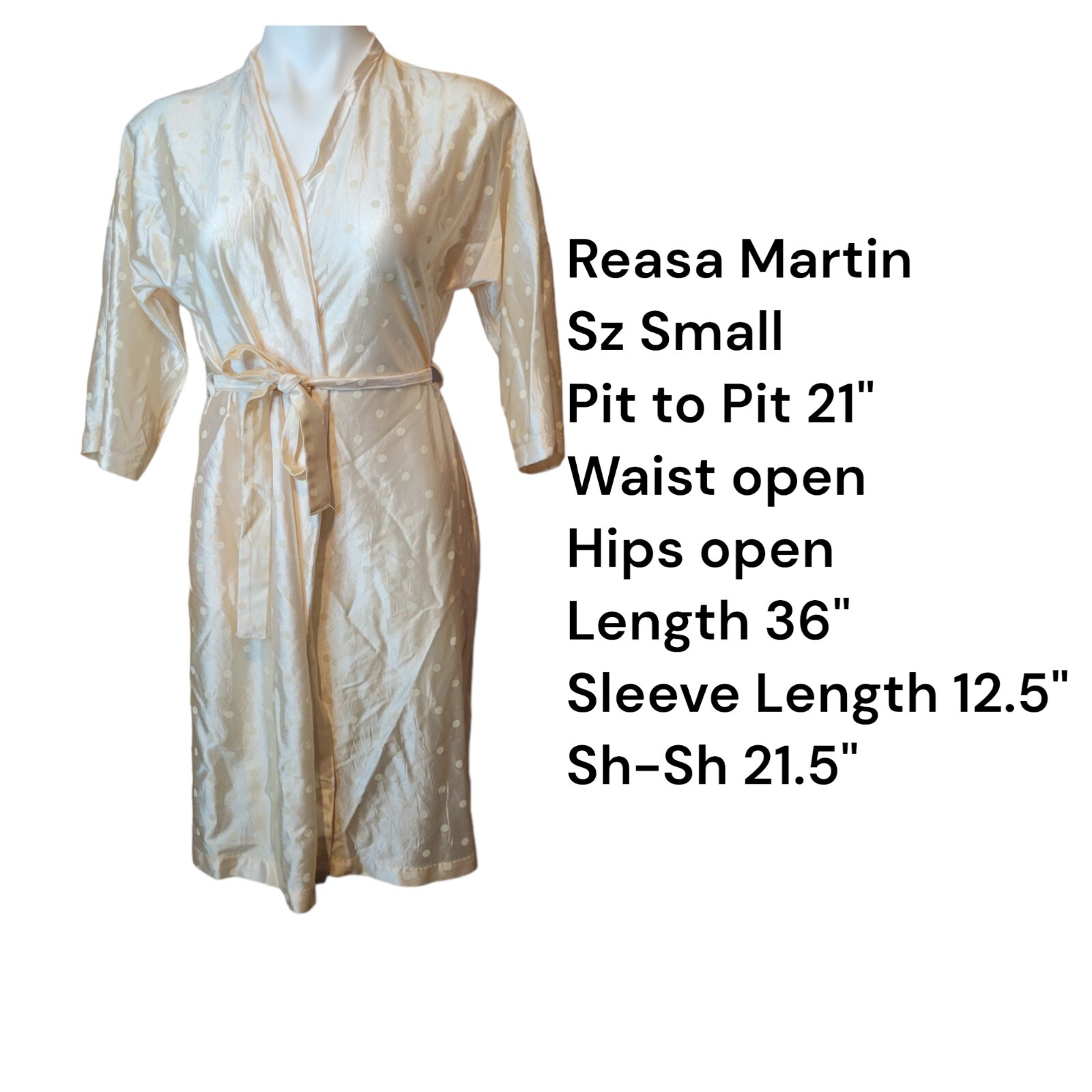 Vintage Reasa Martin Sz Small Light Pink Peach Robe Polka Dots Single Stitch