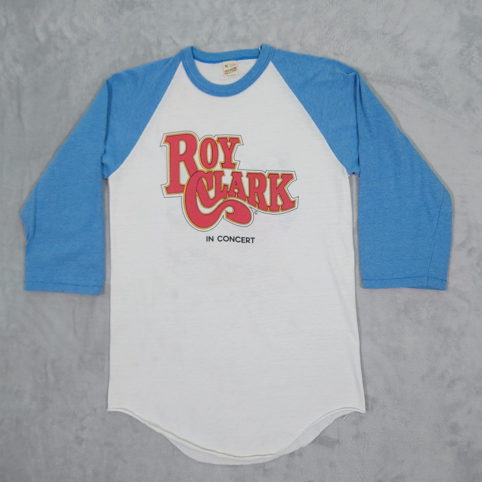 Vtg 80s Roy Clark Concert Tee Women&rsquo;s M Raglan 3/4 Sleeve T-Shirt Country Music
