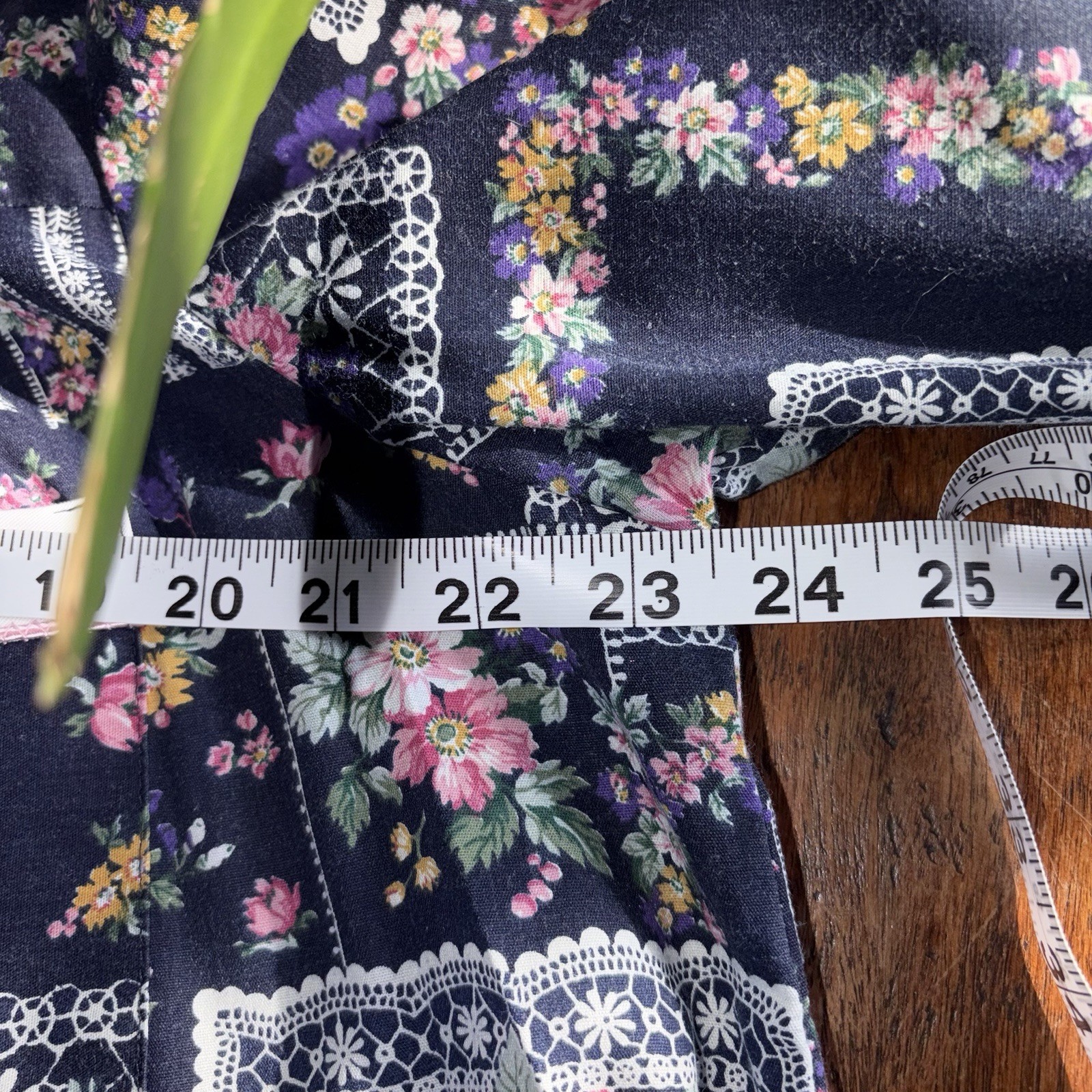 VTG Models Coat House Dress Patchwork Floral Blue Pink Snap Buttons Pockets