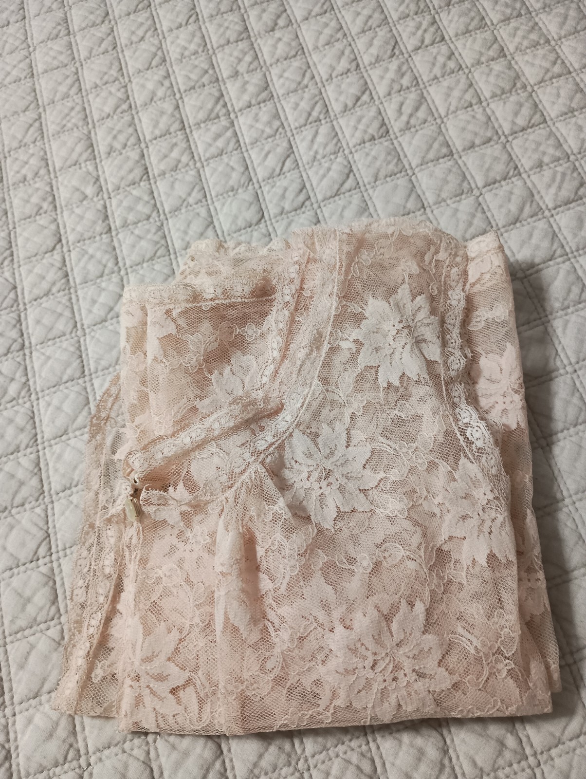 Blanche Vtg Beige Sz L Nylon Solid Lace Negligee Sleeveless Robe Kimino