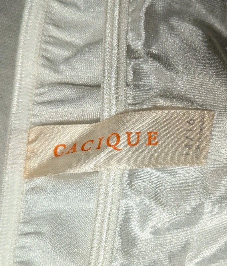 Vintage Cacique Second Skin Satin String Bikini Panties White 14/16