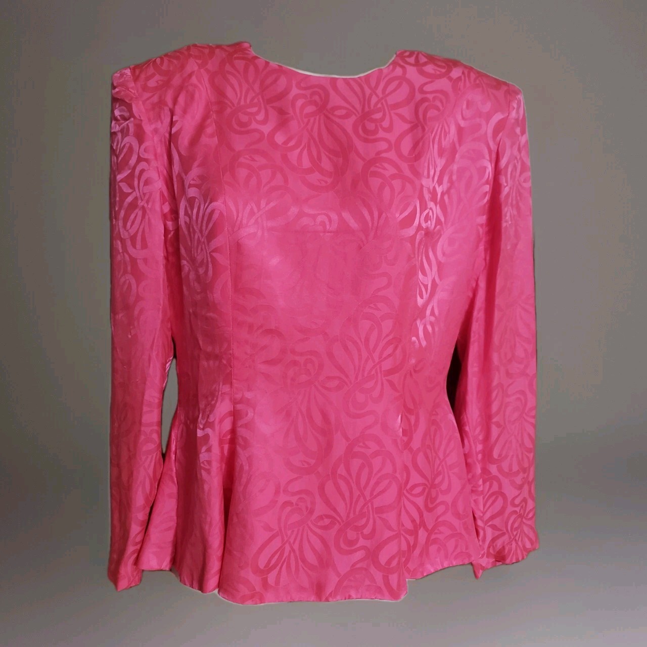 NWT Vtg Adrianna Papell 100% SILK Long Sleeve Peplum Blouse Size 10 PINK
