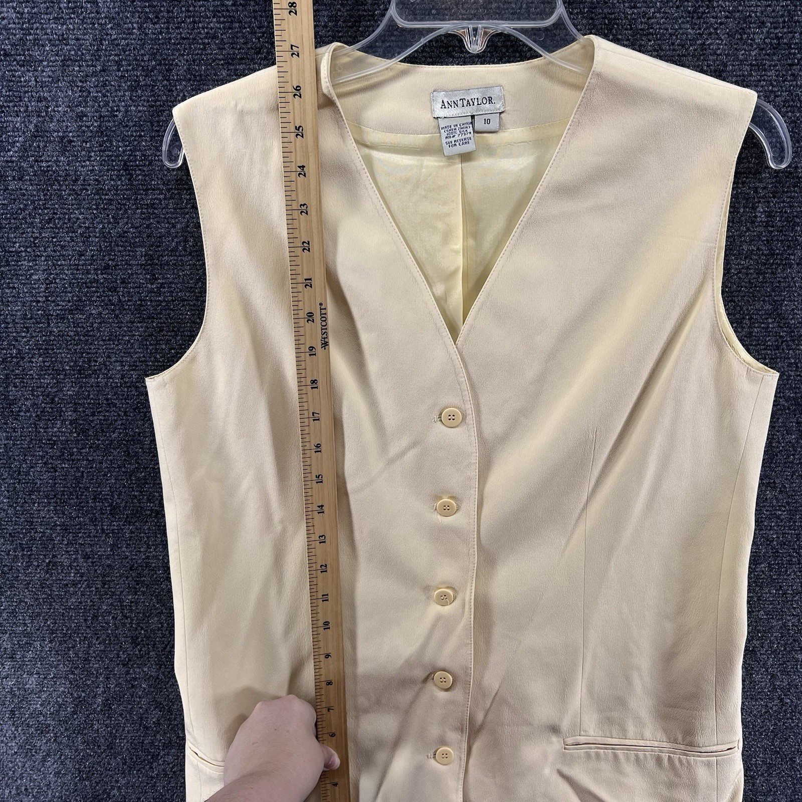 Vtg Ann Taylor Sz 10 100% Silk Vest Top Pale Yellow Poetcore Old Money Tailored