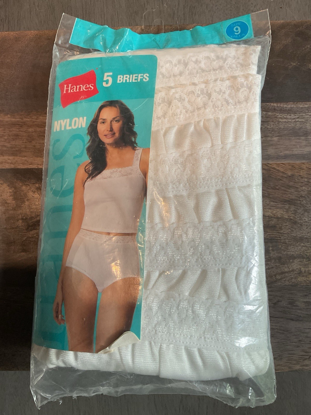 Hanes Nylon Briefs 5 Pack Women&rsquo;s Size 9 Lace Waist White NOS 2006 Sealed New