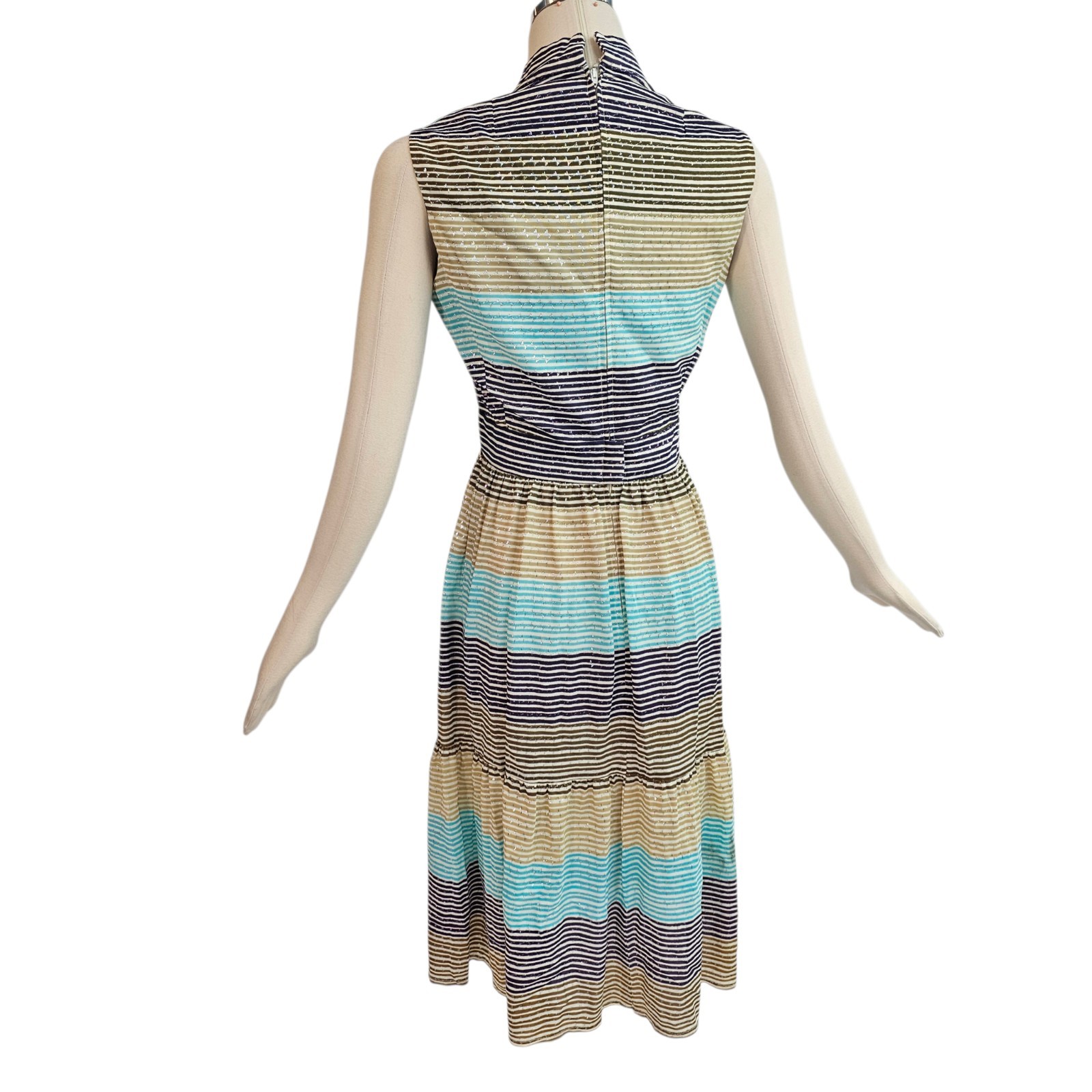 Vintage 1960s 70s Dress Sundress Striped Tiered Young Dimensions Romantica
