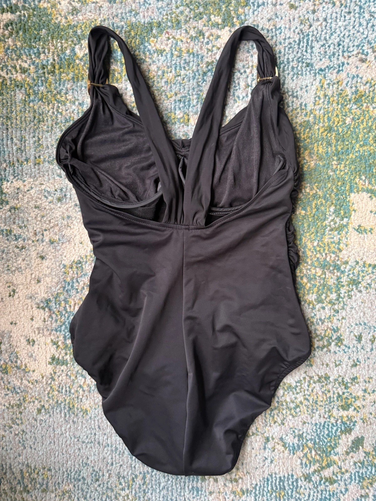 Vintage 90s Miraclesuit gathered deep v slimming one piece swimsuit, size 12