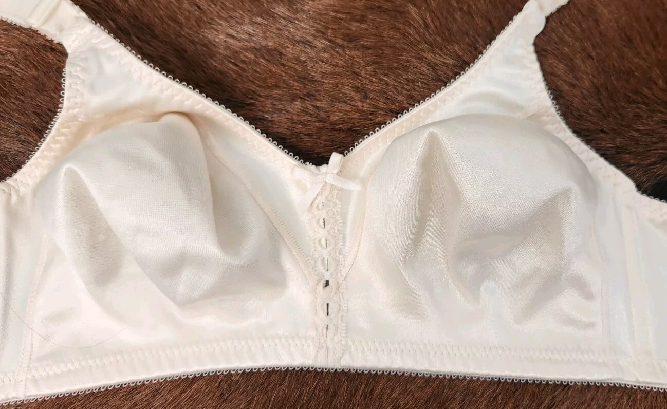 Vtg Bali Ivory Second Skin Satin Unlined Shiny Silky #3820 Bra! 38C