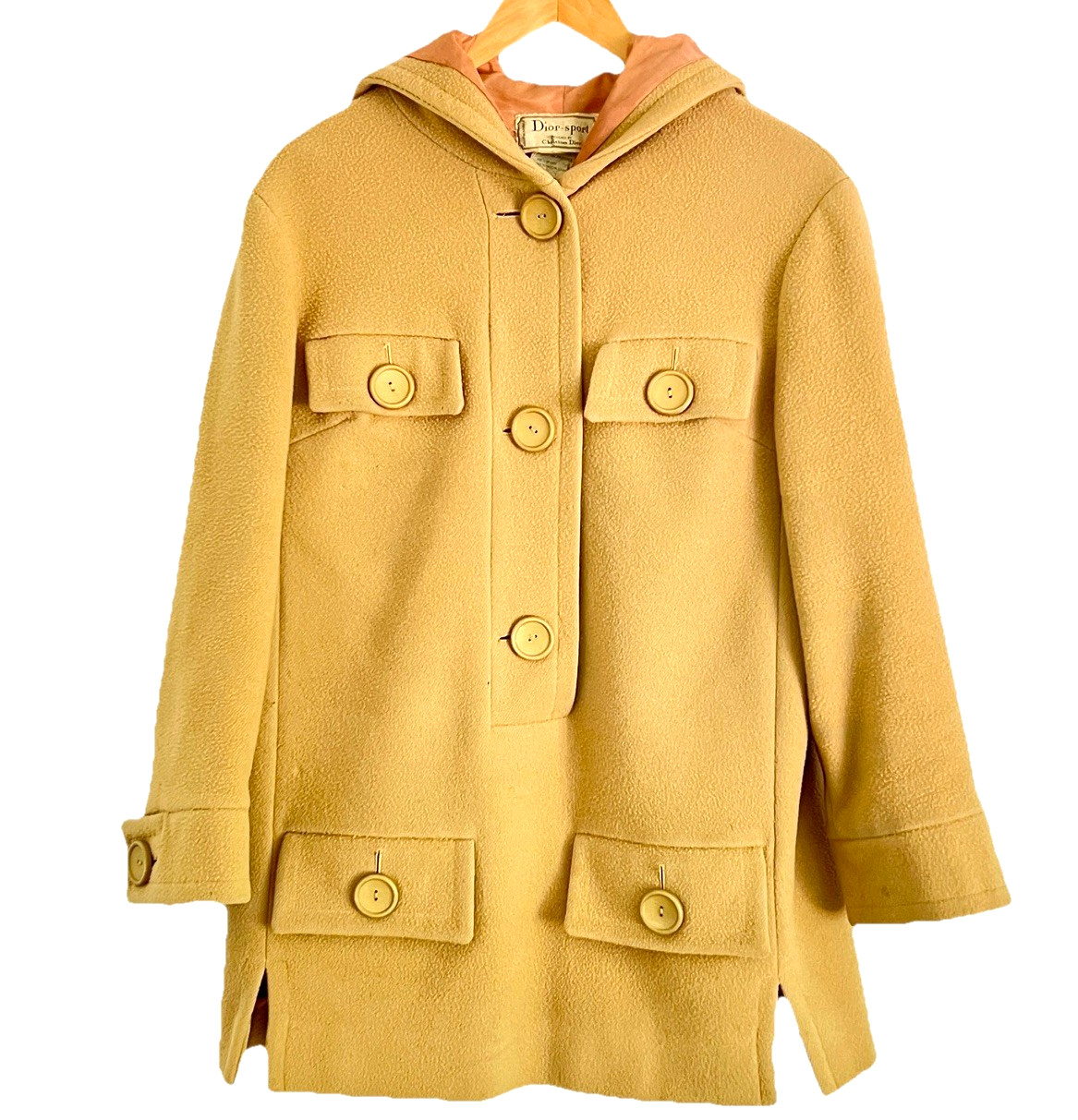 Christian Dior 60s Hooded Wool Tunic Rare Dior Sport Label Marc Bohan France