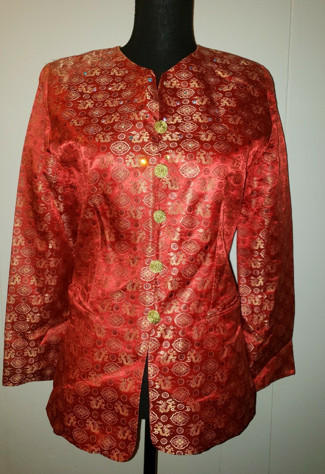 Vintage RARE ALOHA Jeanie Chun Jaqueline De Michel Jean Silk Jacket Women&rsquo;s M