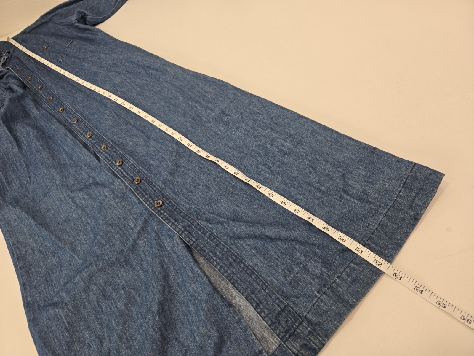 Vintage Ralph Lauren Denim Button Down Maxi Dress Duster Made In USA Size 12