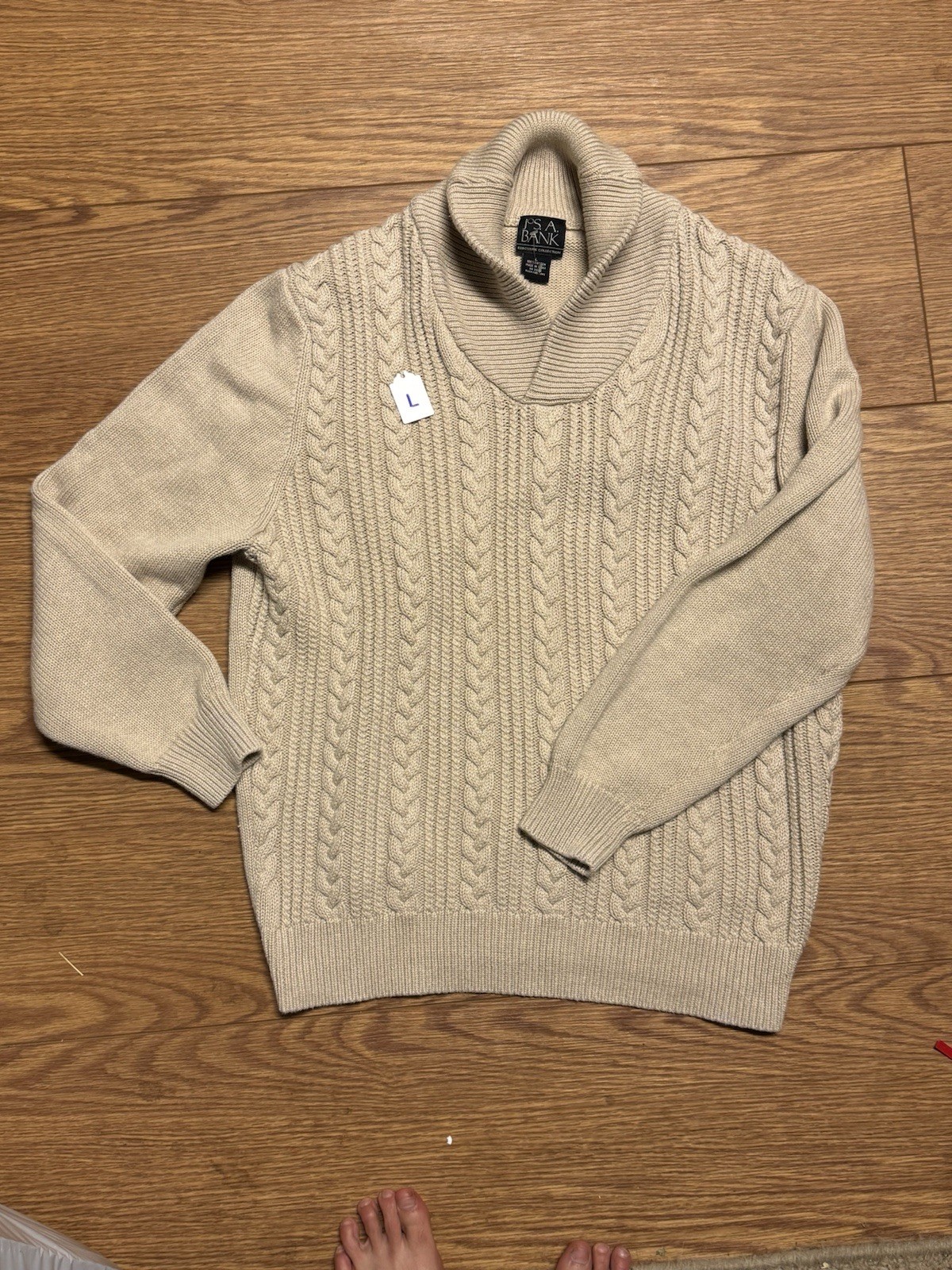 Vintage Cable Knit Cotton Sweater Jos A Banks Women’s Size Large