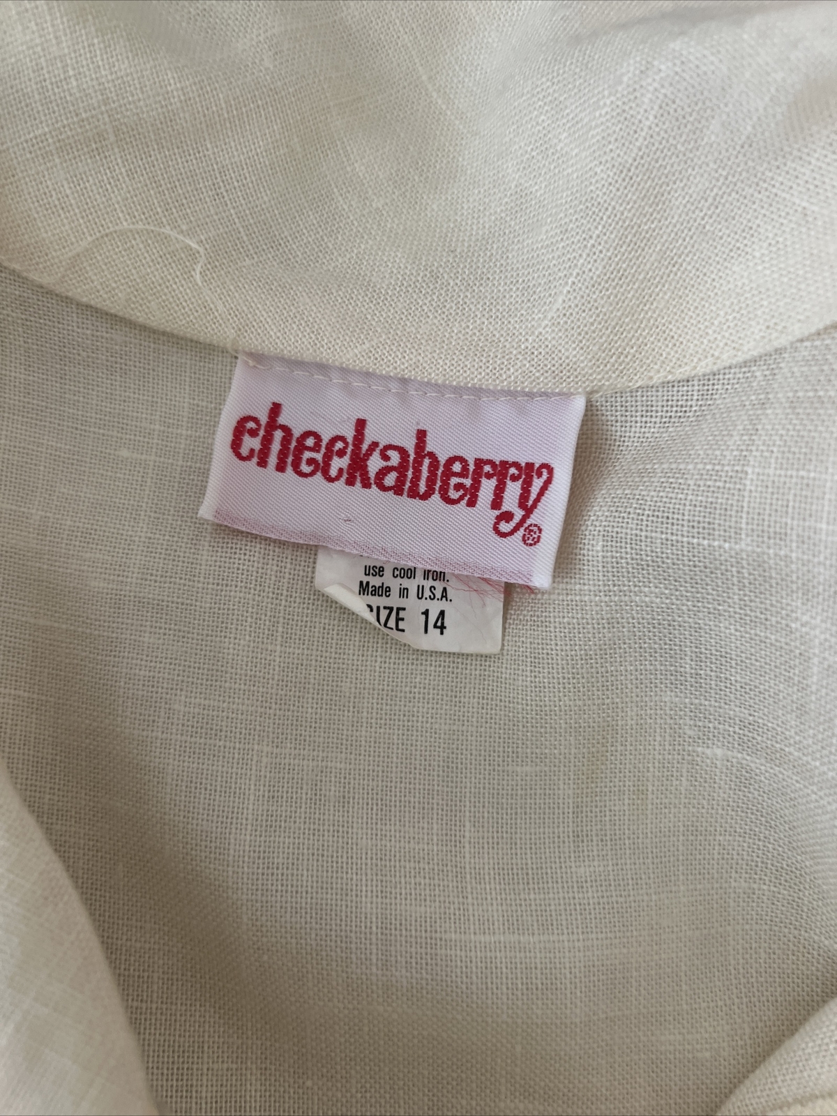 Vintage CHECKABERRY Ivory Button ShirtDRESS – Size 14 – EUC