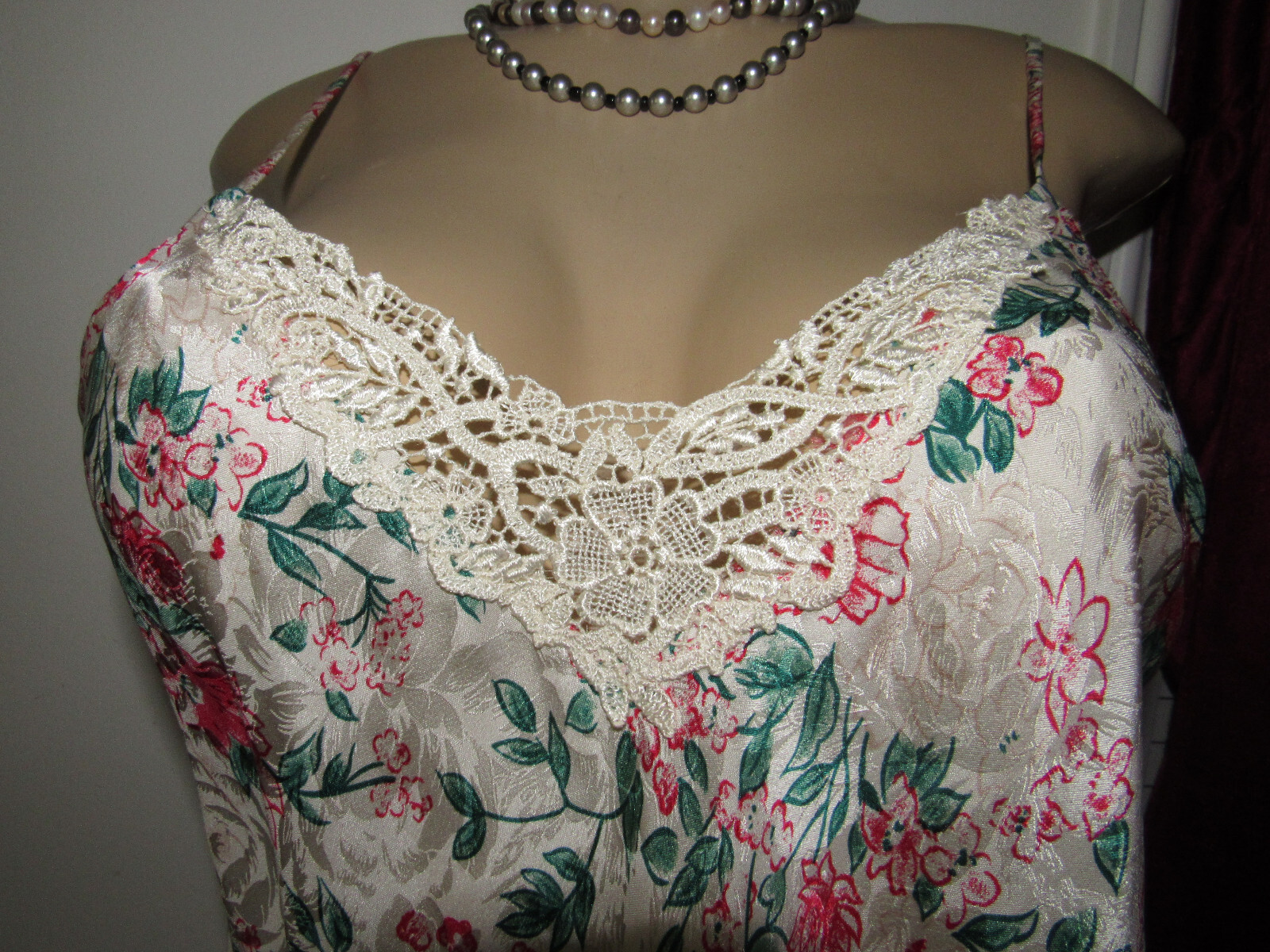 NWT Sissy Vtg SILKSCREEN Silk Lace Chemise Nighty bikini brief panties top Sz L