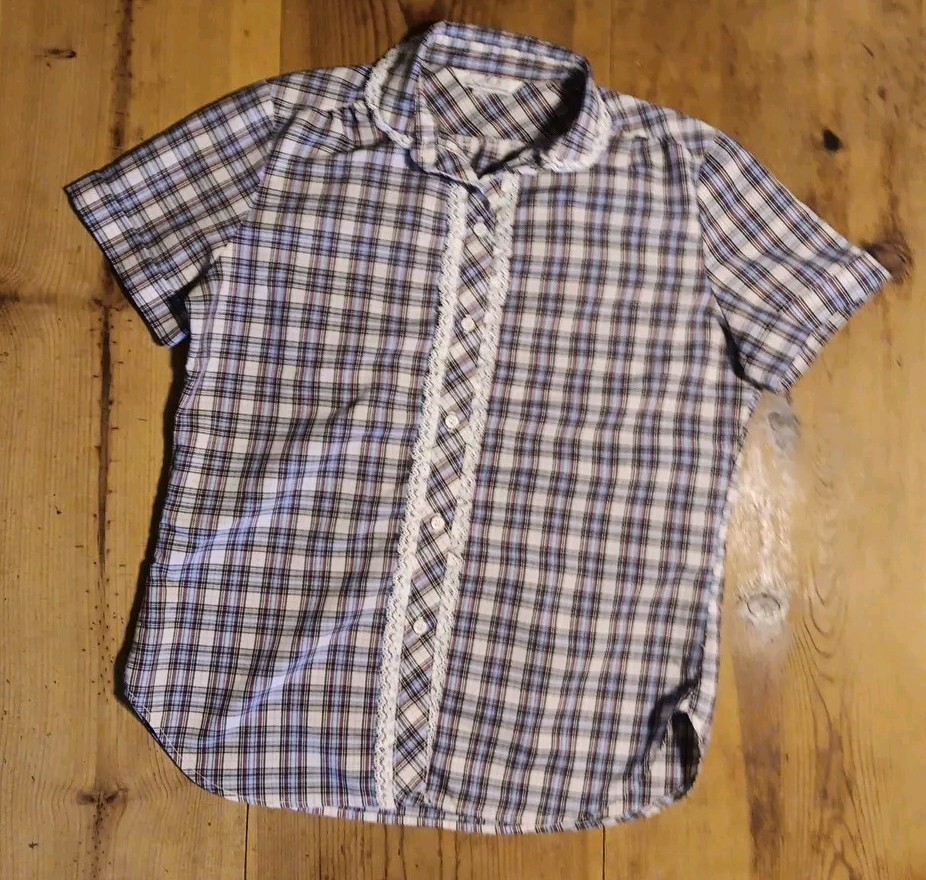 Vtg MJ Concepts in Sportswear Juniors 13 Button Front Ruffle Plaid Lace Coquette
