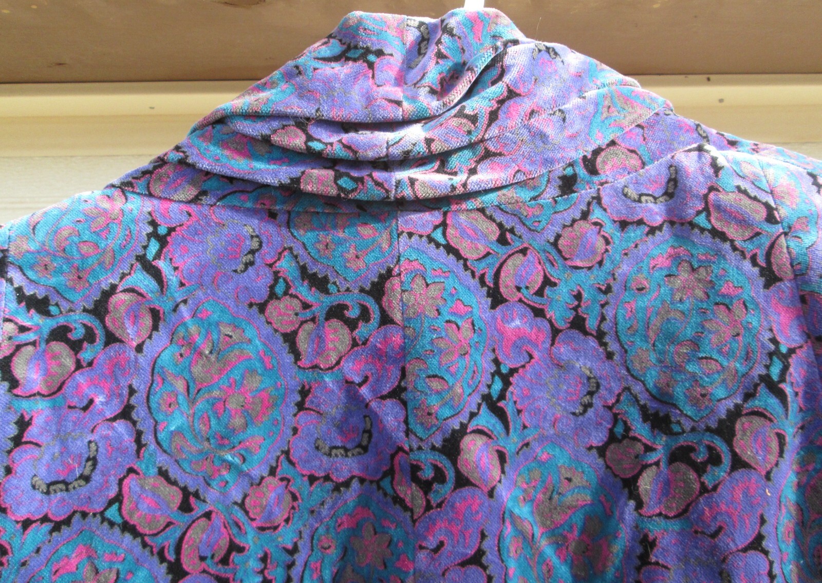 Portrait JL DeBall Velvet Opera Coat Purple Paisley Vintage 38 inches long