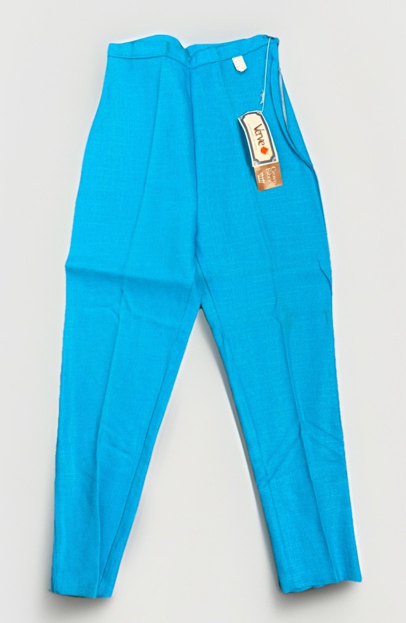 1950s 1960s Turquoise Knit Cigarette Pants Vintage Pinup Retro Extra Small NWT