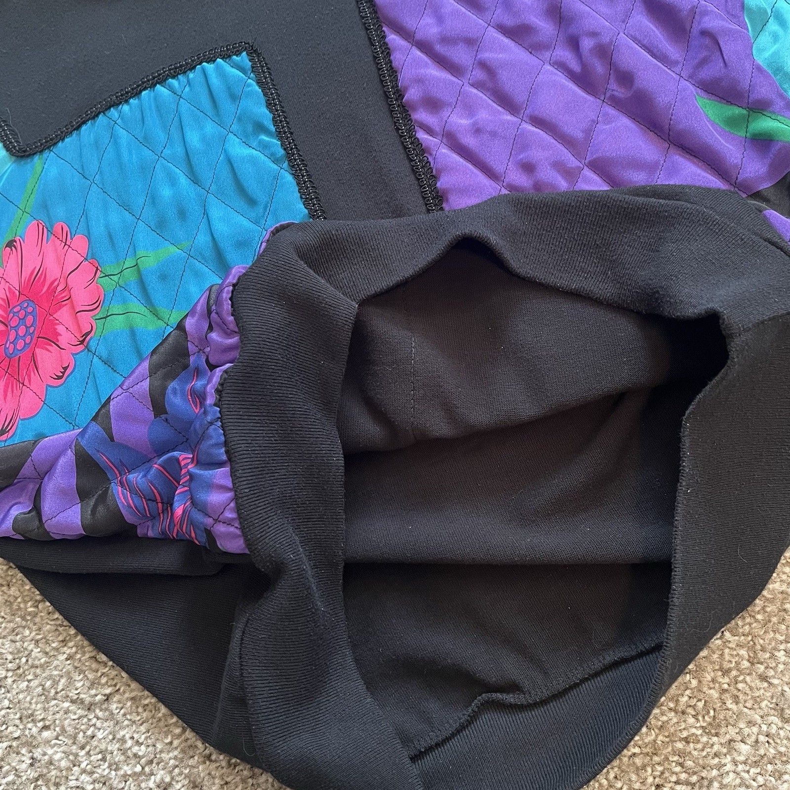 VTG Quilted Patchwork Top M/L Multicolor Retro 1/2 Sleeve Maximalist Art To Wear