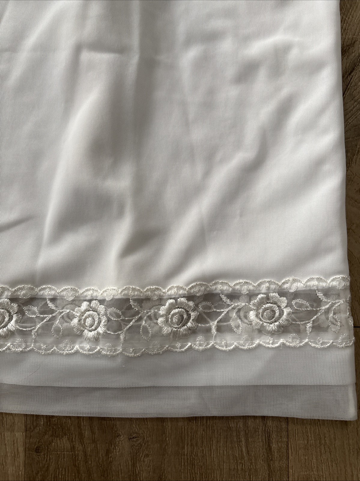 SEARS Tailored White Slip With Shadow Panel, Size 36 Lace Trim Adjustable Straps