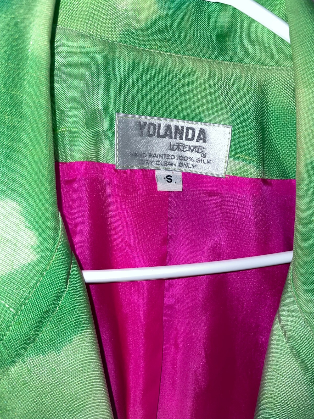 Yolanda Lorente Hand Painted 100% Silk Blazer Vibrant Art To Wear Women&rsquo;s Floral
