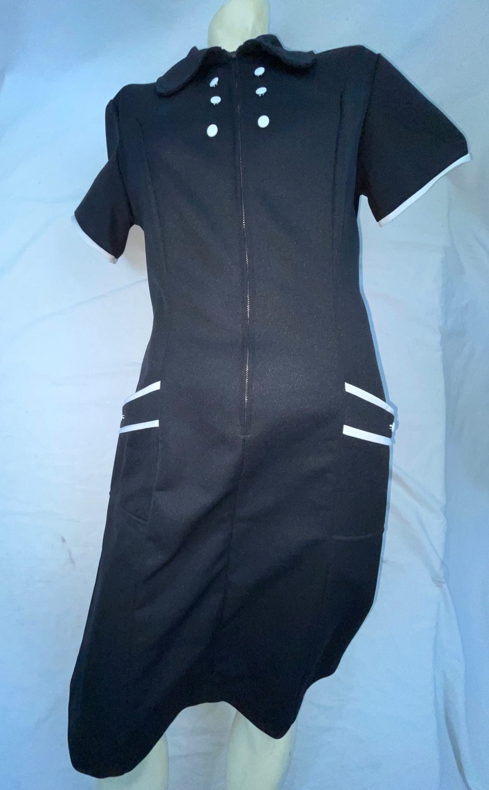 VTG 70S WOMENS S/M POLYESTER WAITRESS MAID DISCO RETRO GOGO UNIFORM DRESS