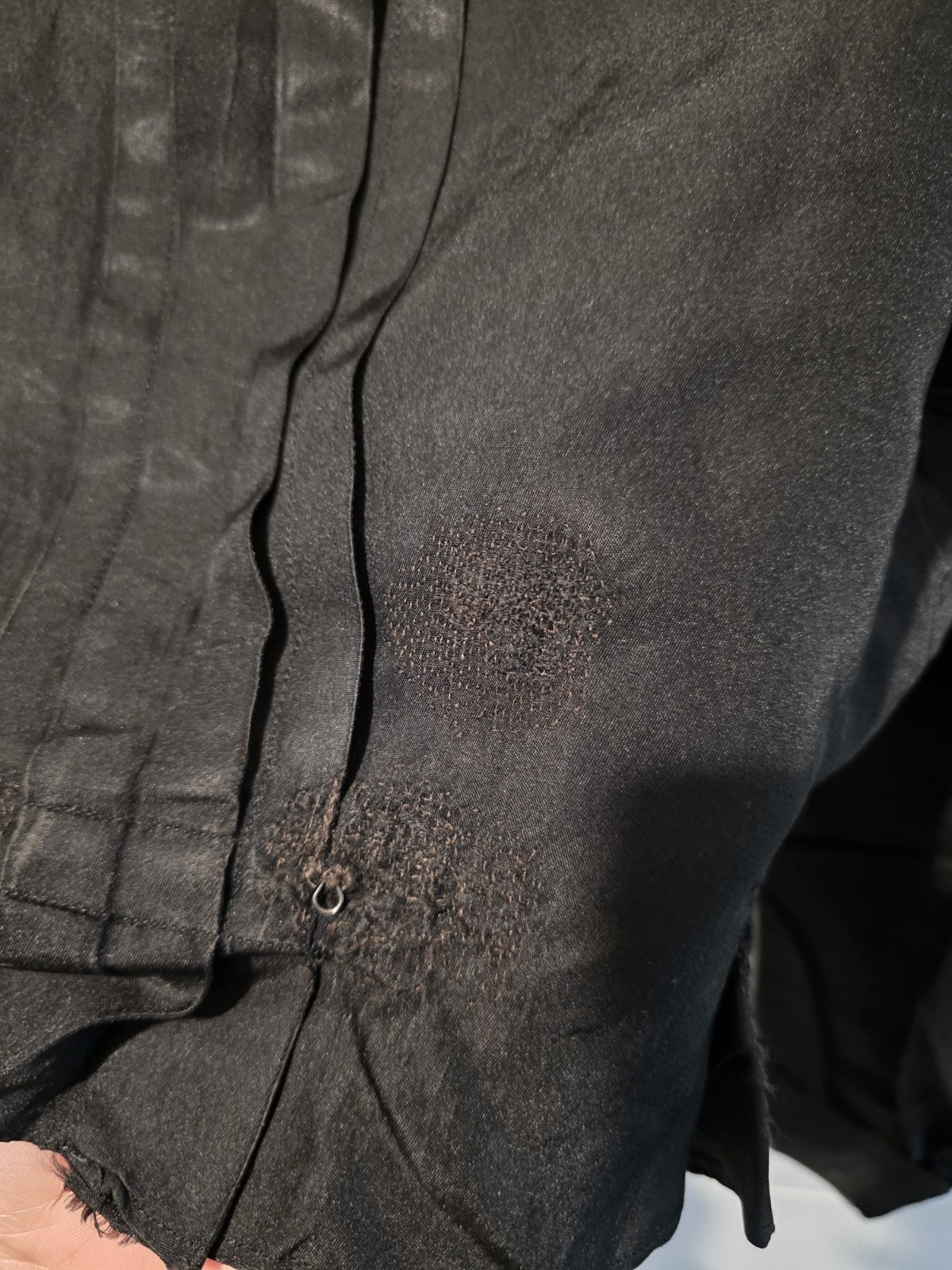 Antique 1890s Victorian Black Silk Mourning Bodice Blouse High Neck Pleated Lace
