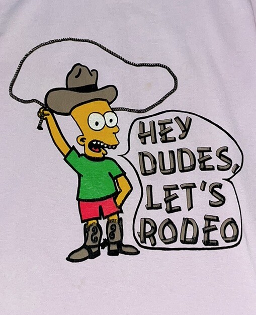 Vintage 1990 Screen Stars Best Bart Simpson t-shirt Single Stitch Pink Rodeo