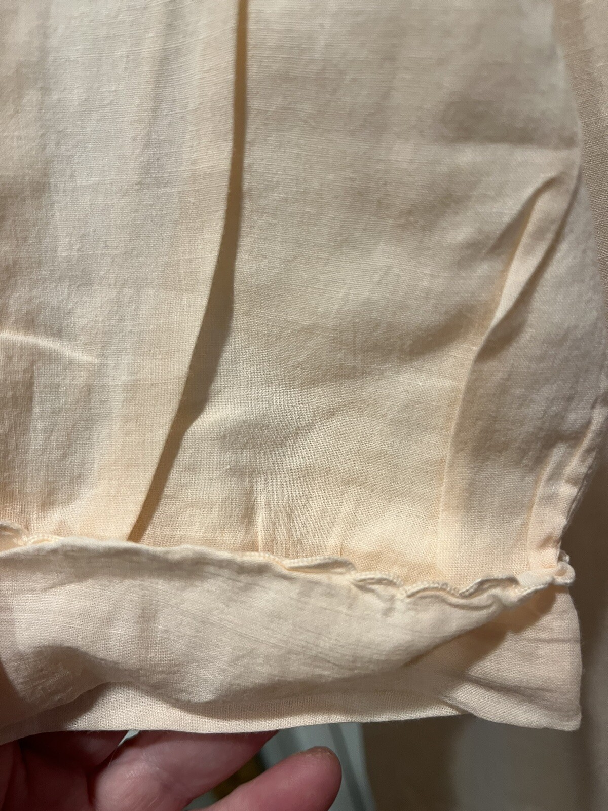 Eastern Isles Hand Made Sheer Cotton Nightgown Light Peach With Embroidery L/S W