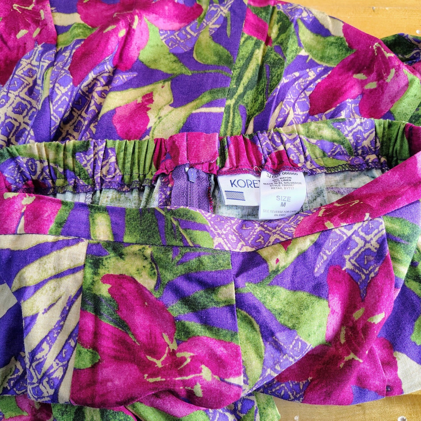 Koret Vintage 2 Piece Set Womens Medium Pink Purple Floral Knit Top Maxi Skirt
