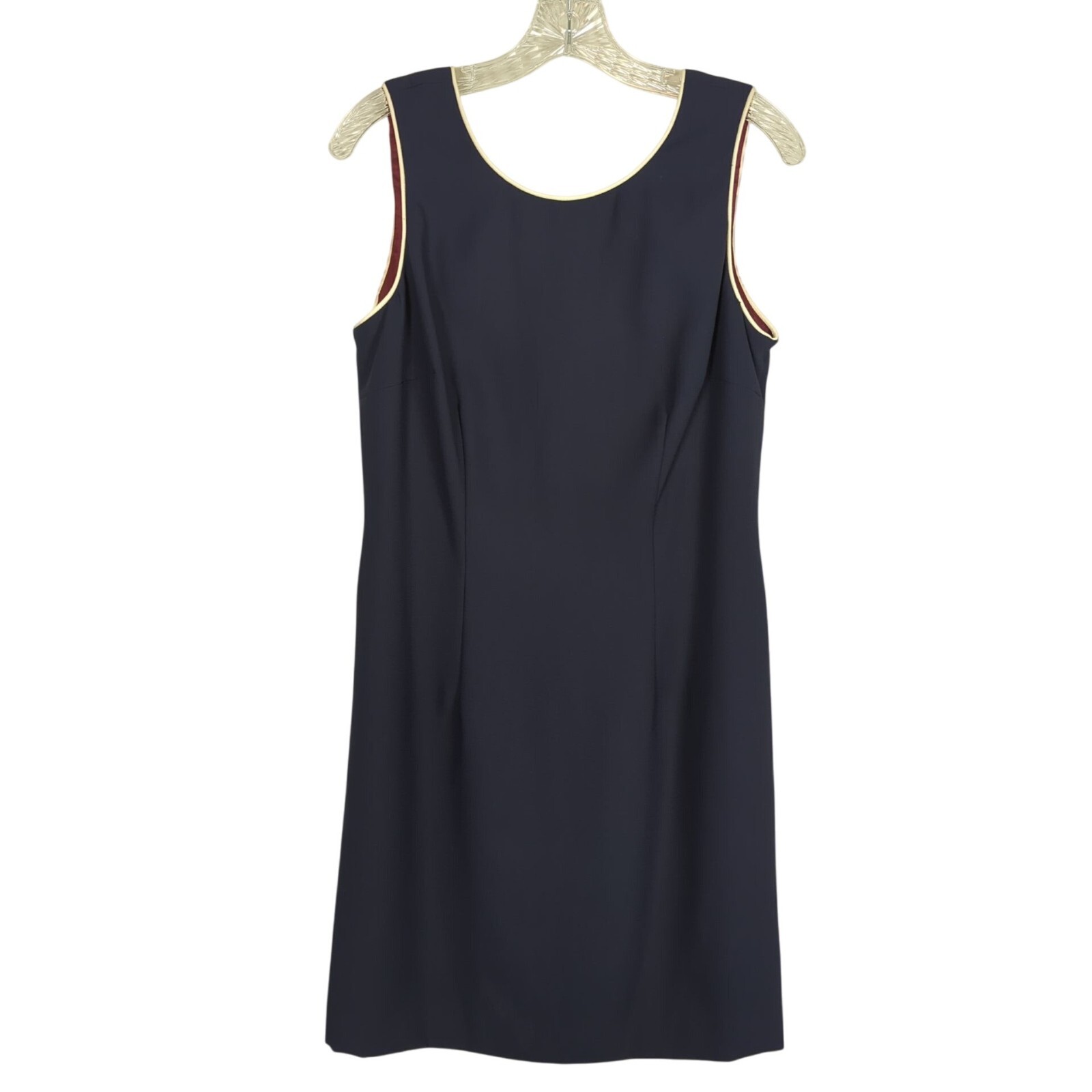 DATIANI Vintage sleeveless open back cocktail elegant navy blue dress sz 12