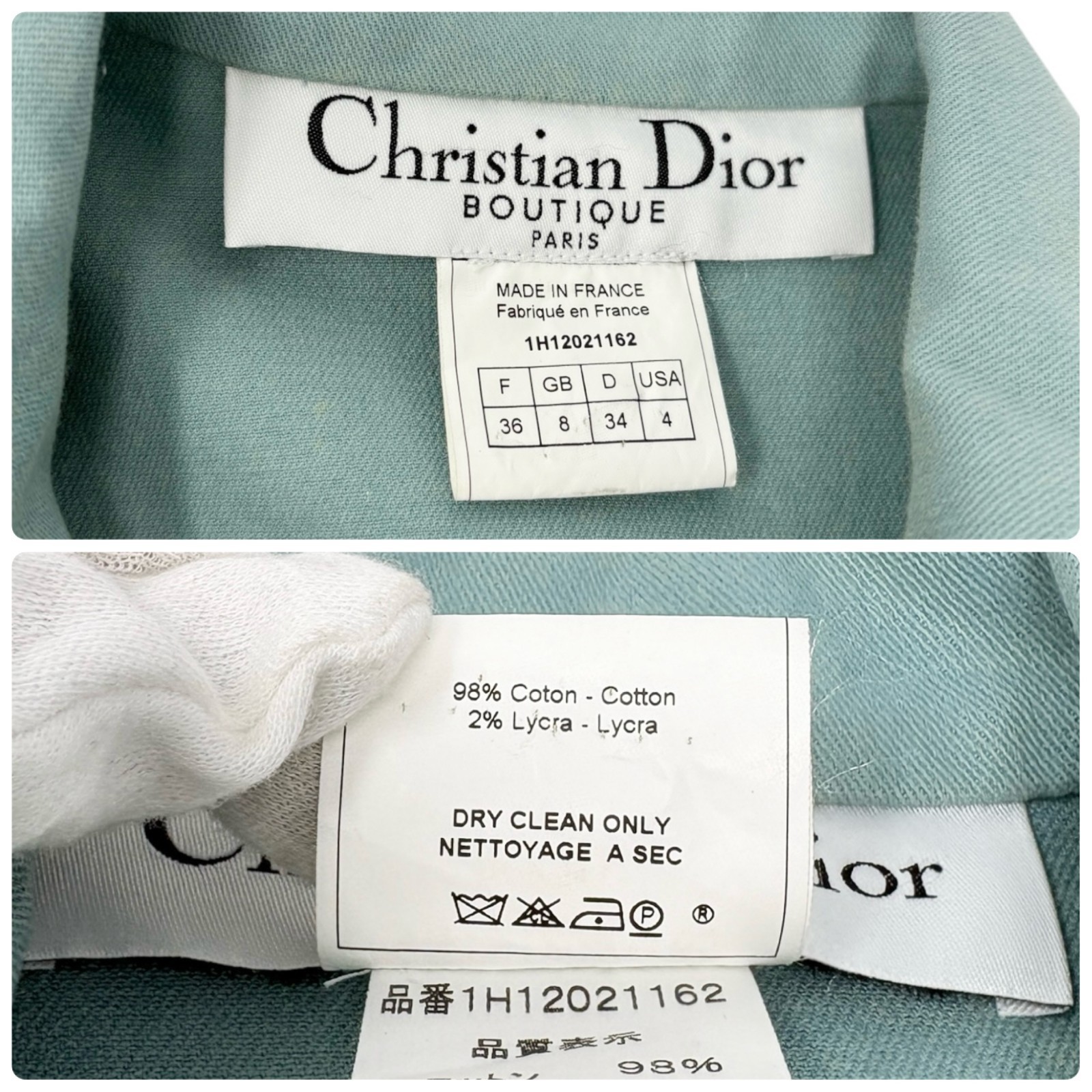 Christian Dior Vintage 2001 J&rsquo;ADORE Logo Denim Twill Jacket #36 Blue Yellow