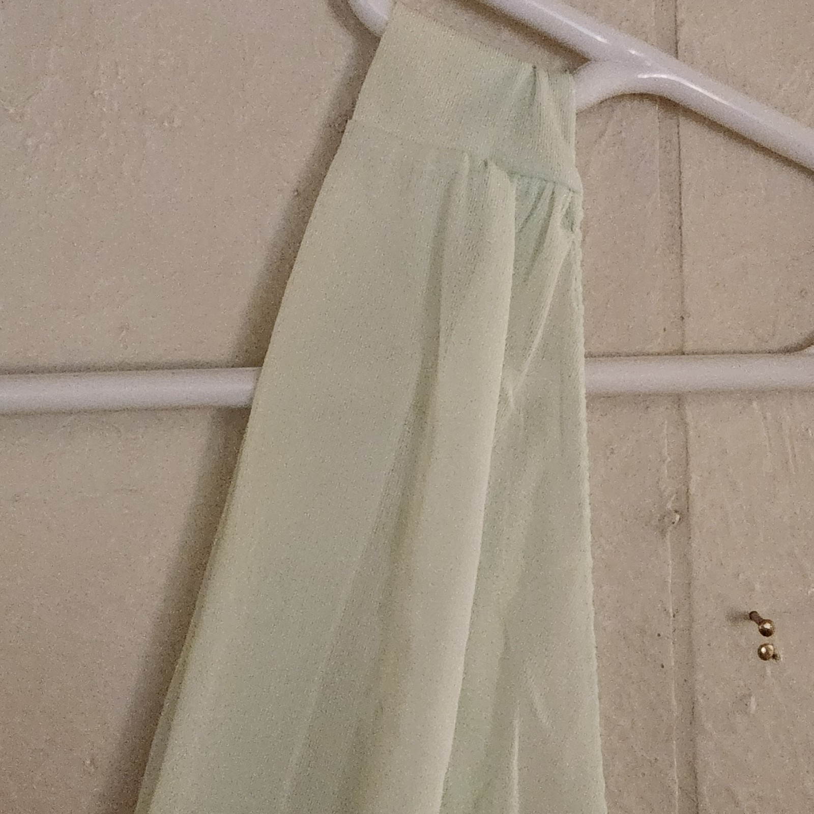 Vtg NWT Montgomery Ward Shear Silky Nylon Long Night Gown Mint Green Sz S