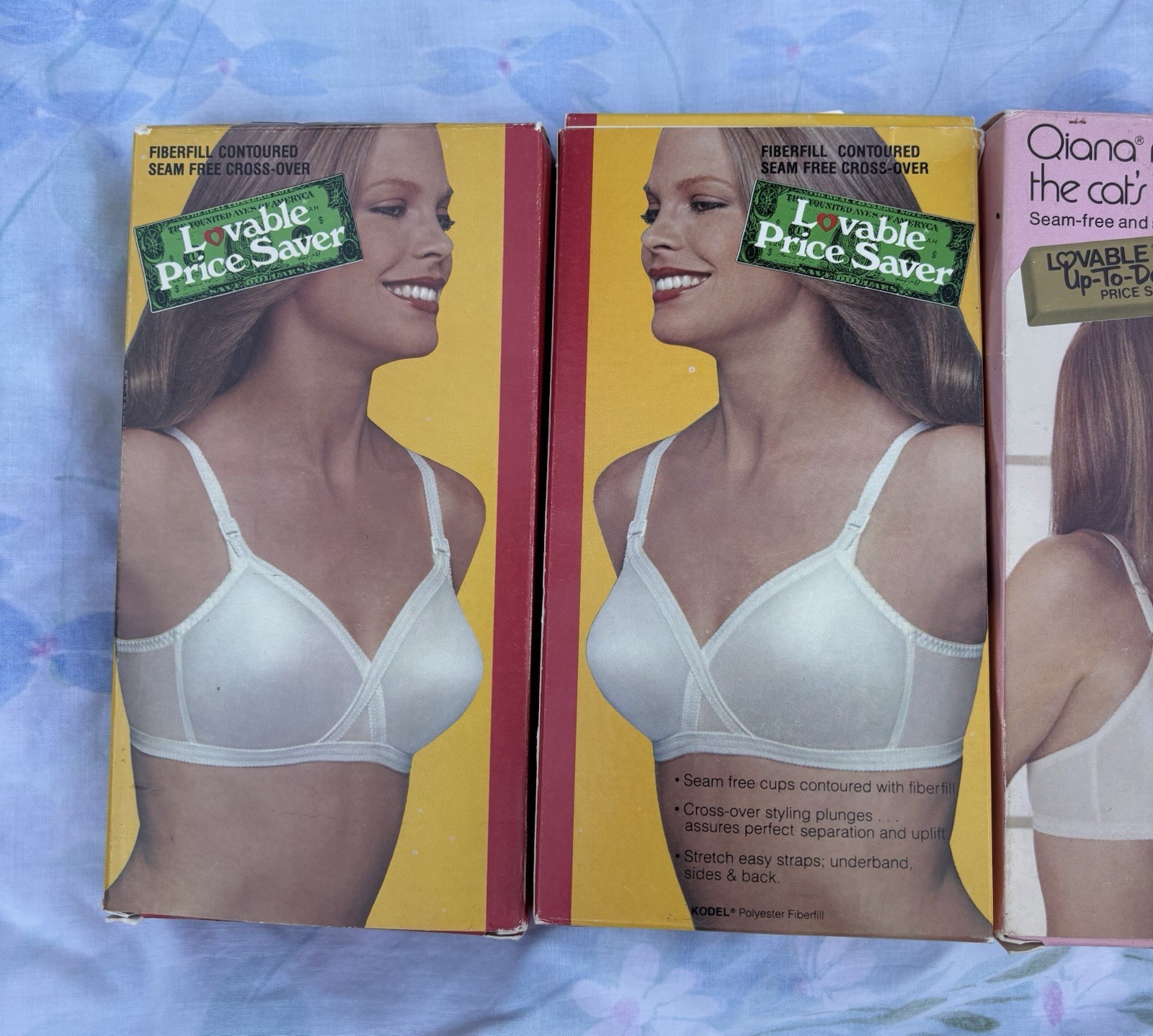 Lot of 4 Vintage 1970s Lovable Bras NIB Deadstock 38C Price Saver Qiana Nylon