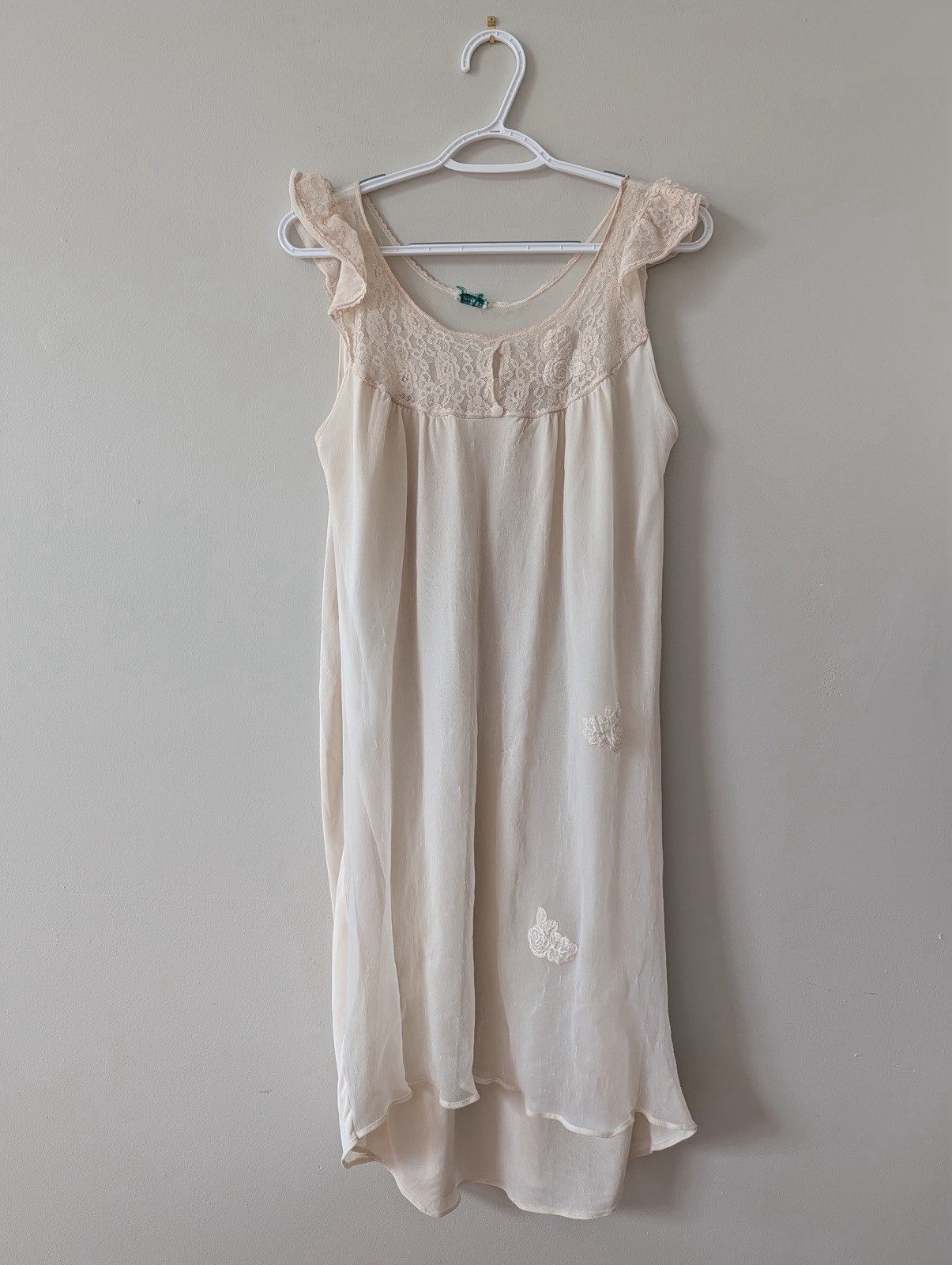 Vintage Vanity Fair Nightgown 1960s 60s Cream Ivory Lace Chiffon Babydoll S