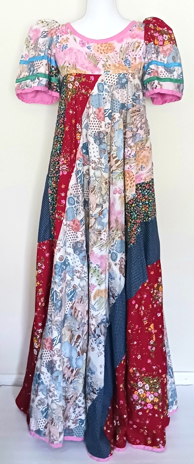 RARE Lord & Taylor VTG Young New Yorker Shop Multi Cotton Patchwork Maxi XS/S