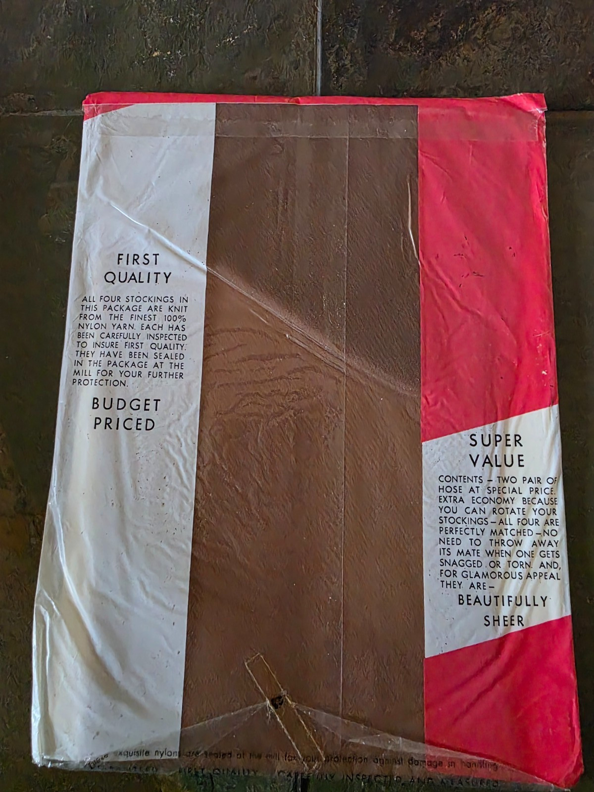 NIP Vintage Unbranded Seamless Sheer Mesh Nylon Stockings 10 1/2 Mist-Tone