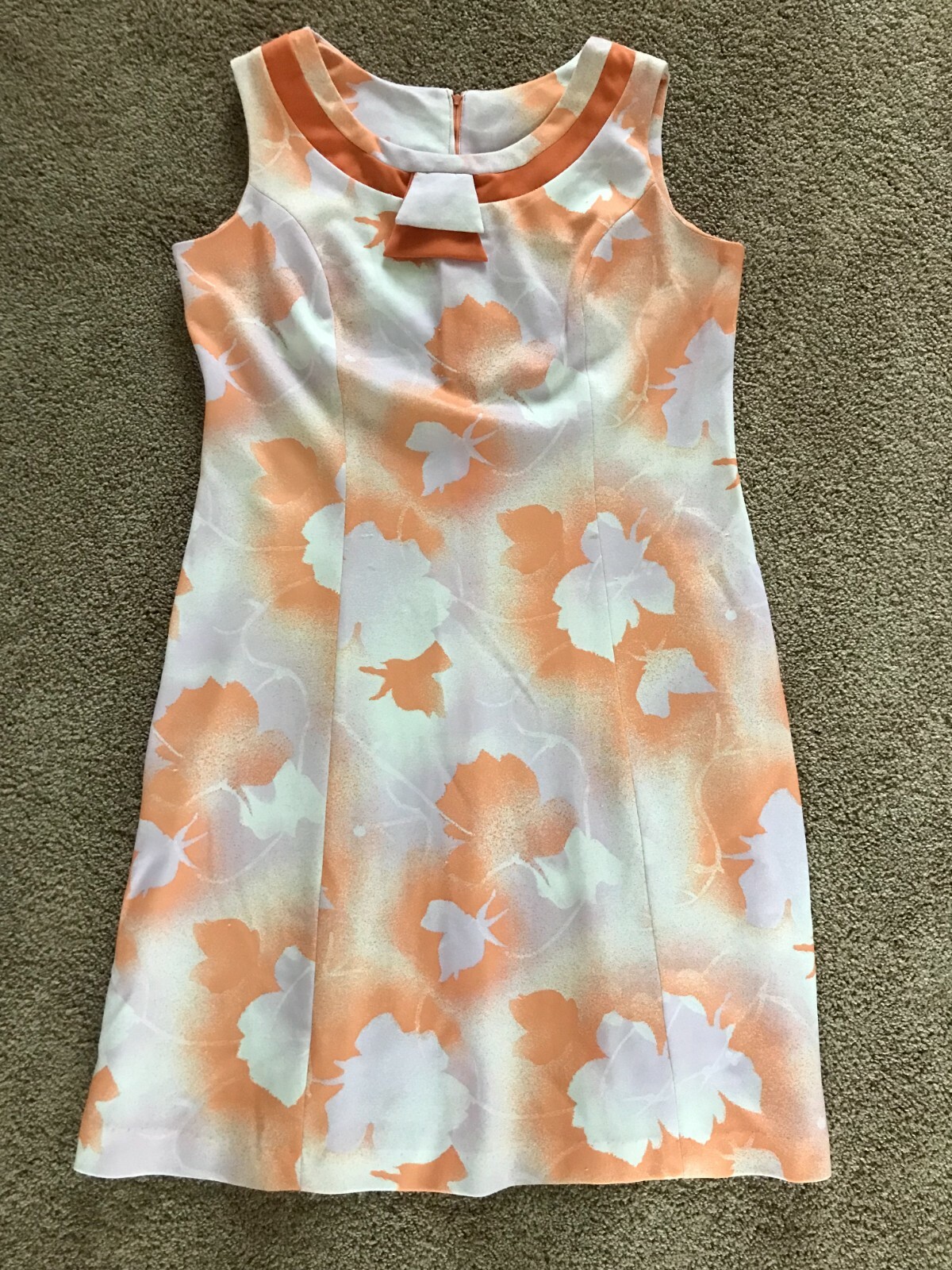 VINTAGE Peach/Pink/Cream Double Knit Dress Reiner of Chicago 38&Prime; Chest