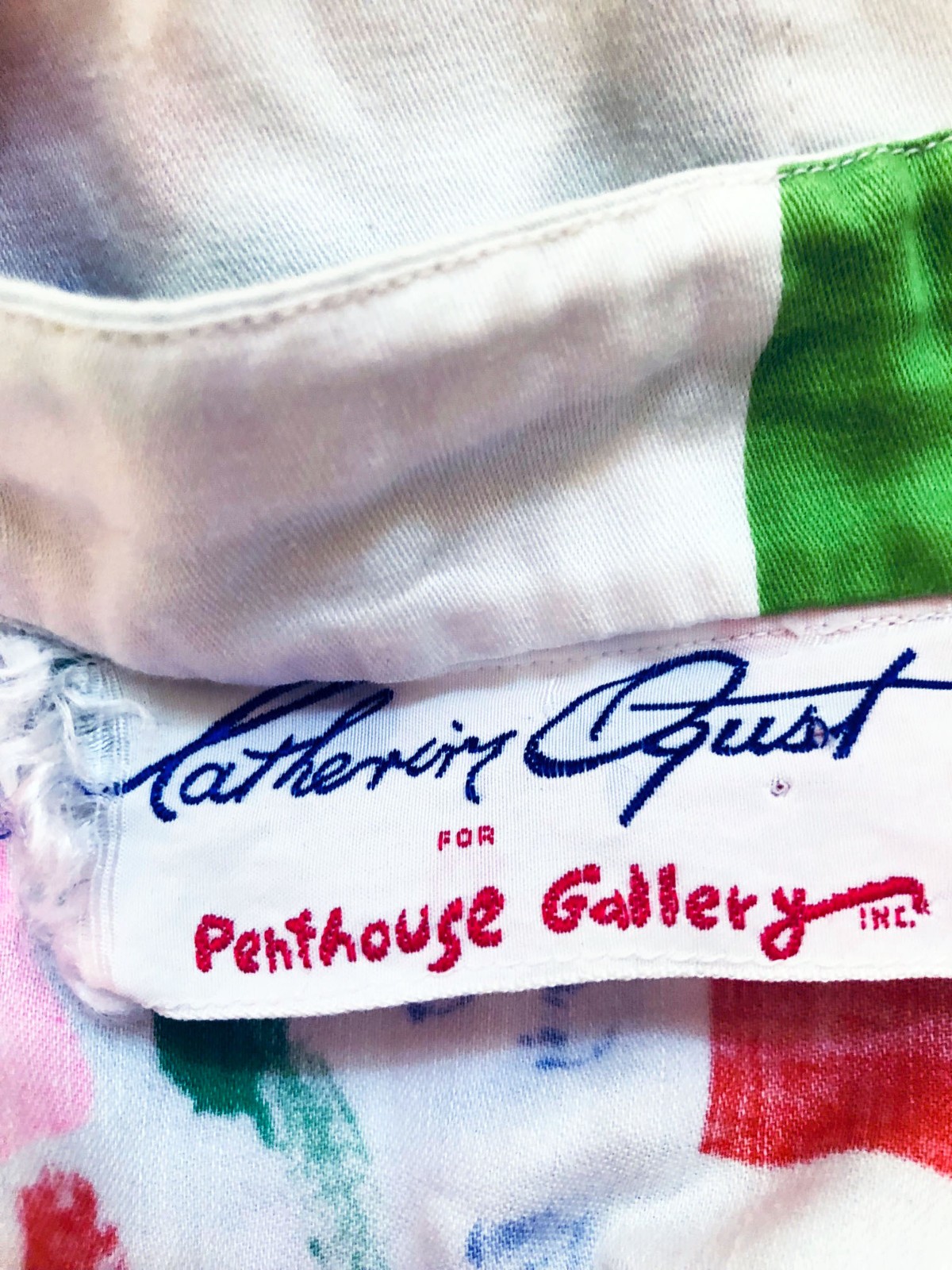 Catherine Ogust For Penthouse Gallery Wild Colorful Vintage 70s Cotton Dress MED