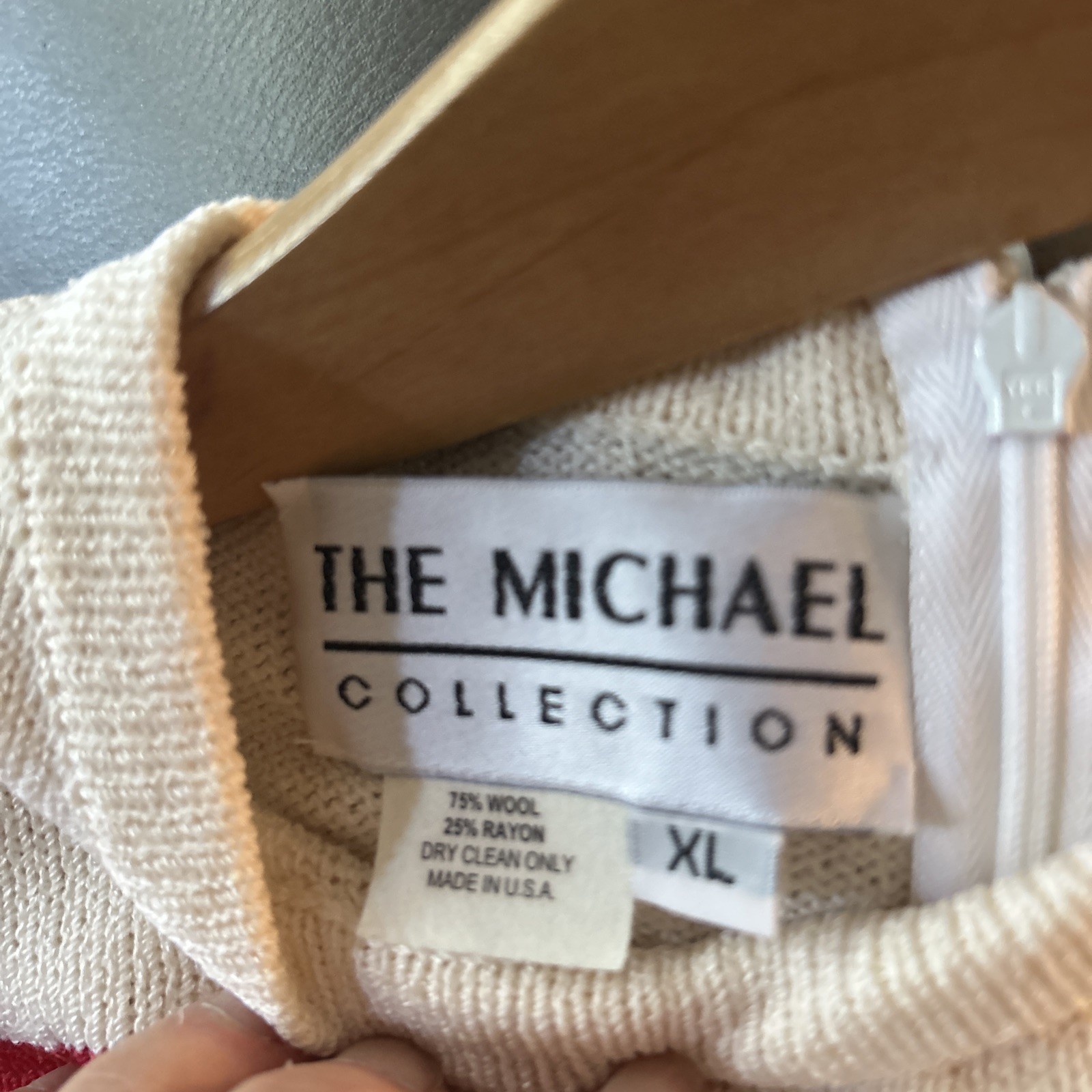 Vintage The Michael Collection Red White Knit Dress XL