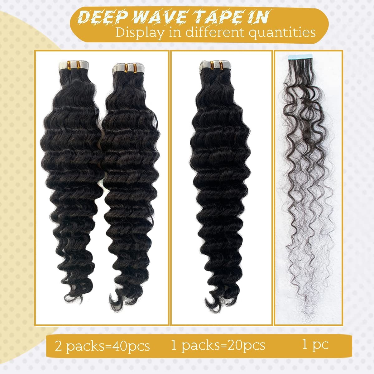Deep Wave Tape-in Human Hair Extensions Remy Curly Skin Weft Brazilian