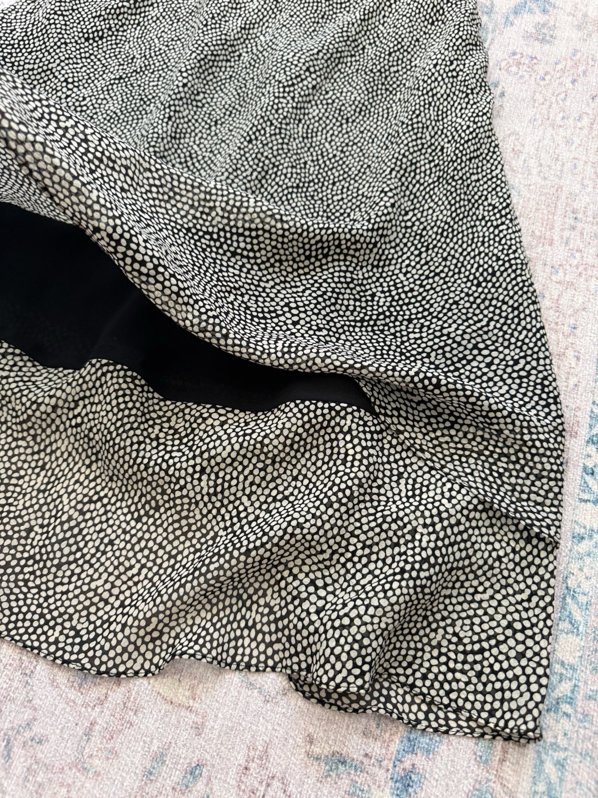Shomi Black & White Polka Dot 100% Silk Midi Dress Size 8 Vintage 90s Y2K