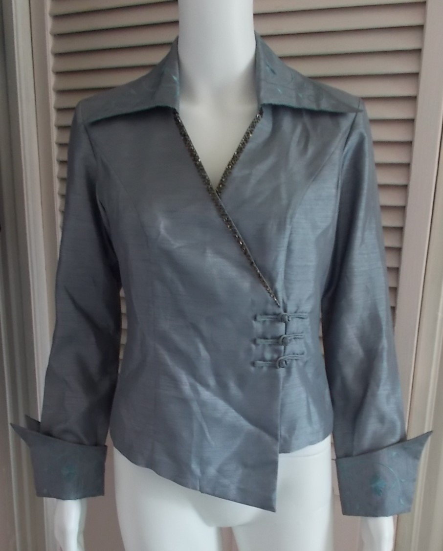 VINTAGE INDOCHINA SILK BLOUSE EMBELLISHED WITH BEADING & EMBROIDERY NEVER WORN