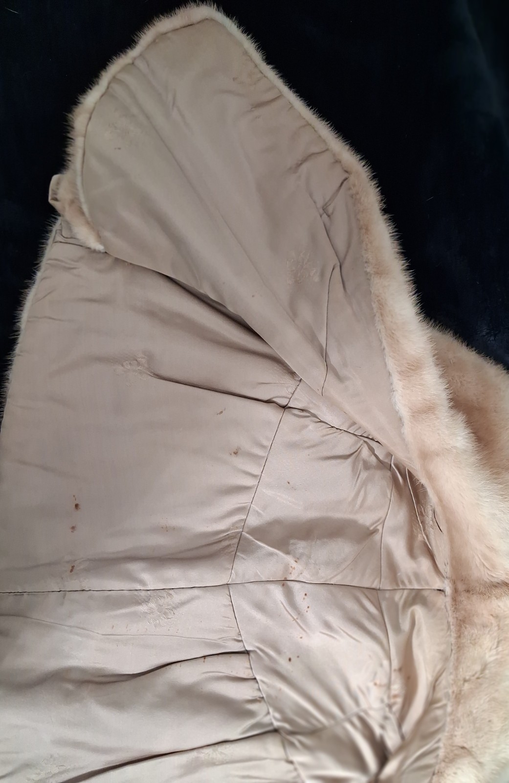 Vintage Custom Mink Fur Jacket Petite Small Shawl Collar Blonde Beige No Label