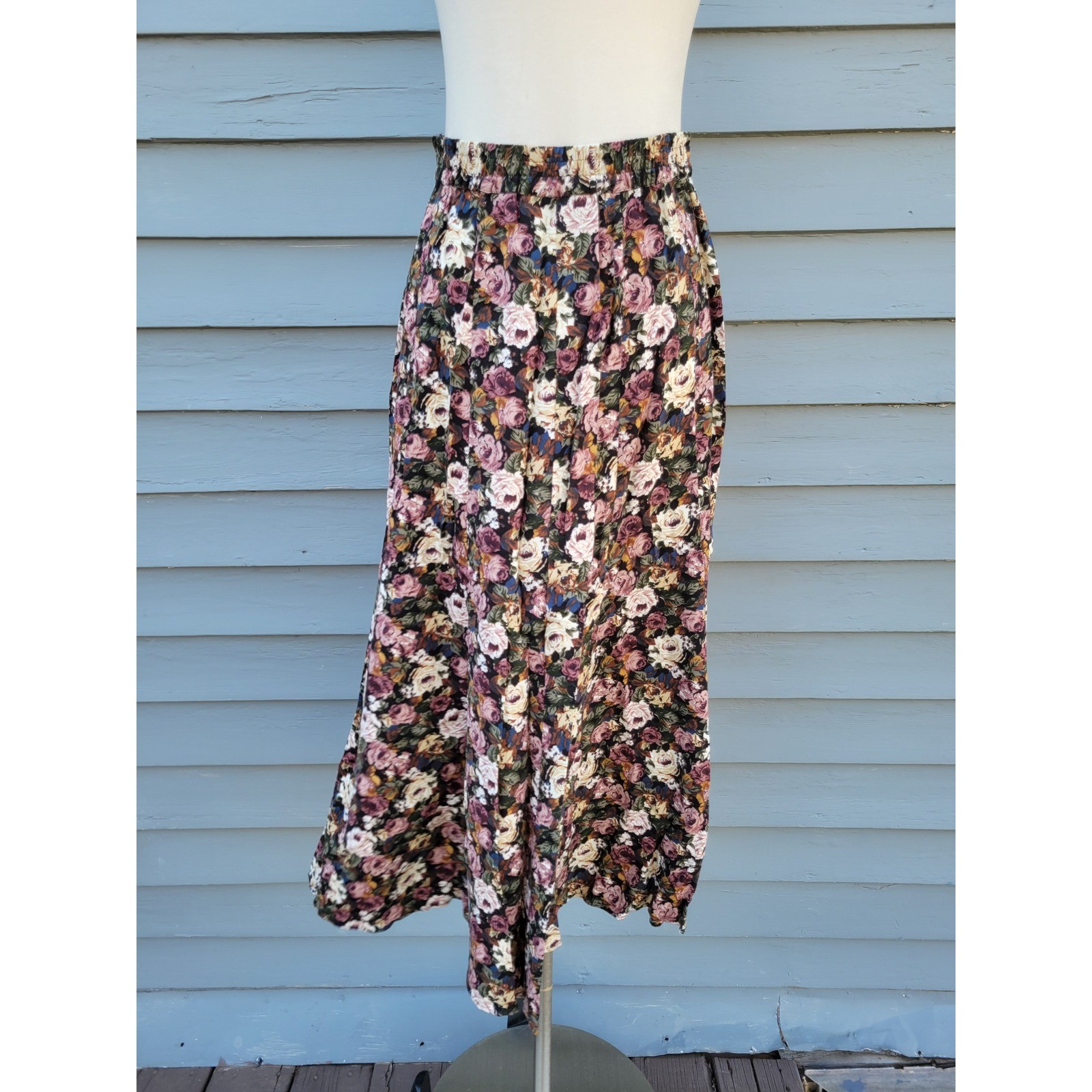 Express Vintage Floral Maxi Skirt Button Front High Waist Rayon Size M