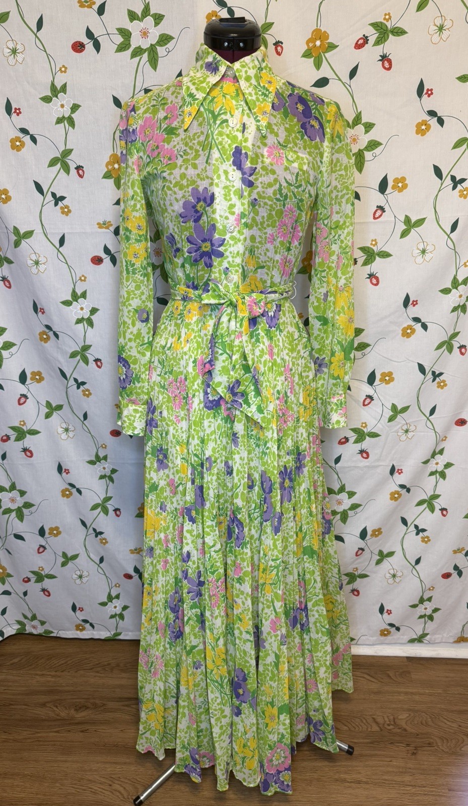 Vtg 1970’s Denise Are There! W/ Joseph Magnin Floral Maxi Dress Sz 7/8