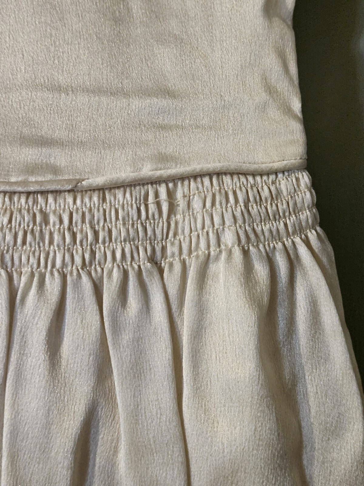 1920s Ivory Satin & Sheer Flapper Party Dress Metallic Beaded sleeveless