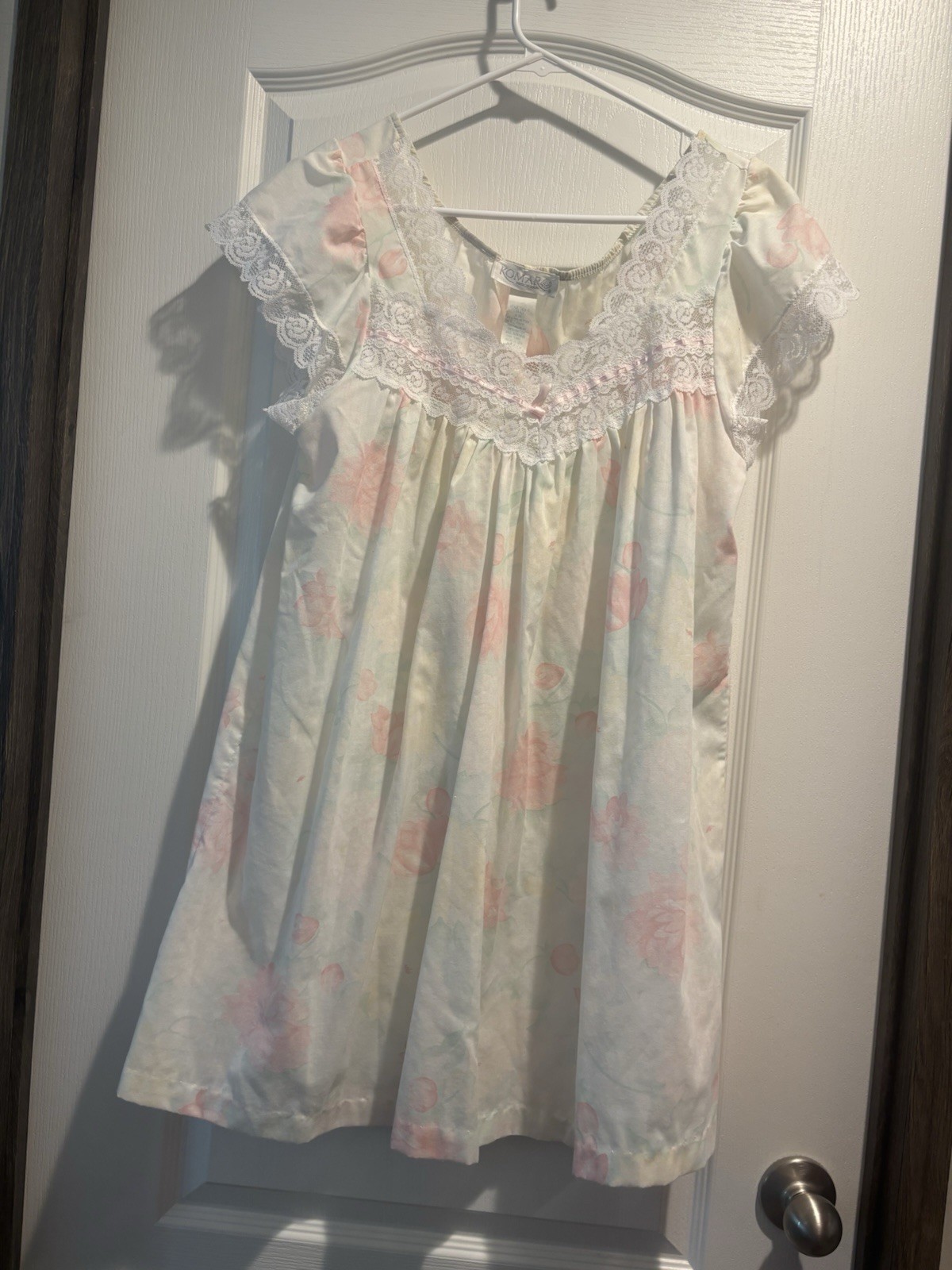 Vintage Komar Floral Nightgown Lace Prairie Grandmacore Cottagecore Sz S