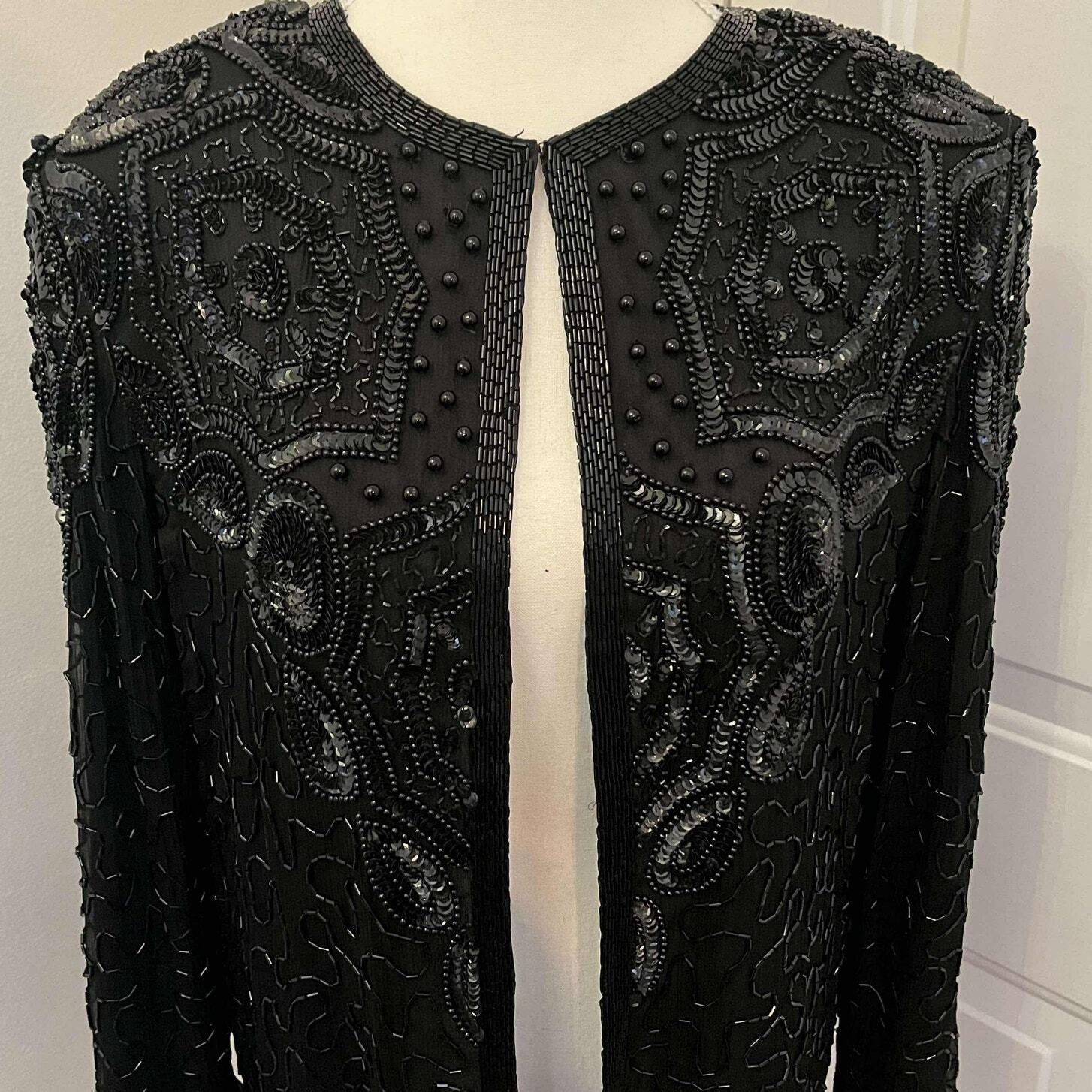 Vintage 80&rsquo;s AP LTD Silk Beaded Sequined Embellished Jacket Size Medium