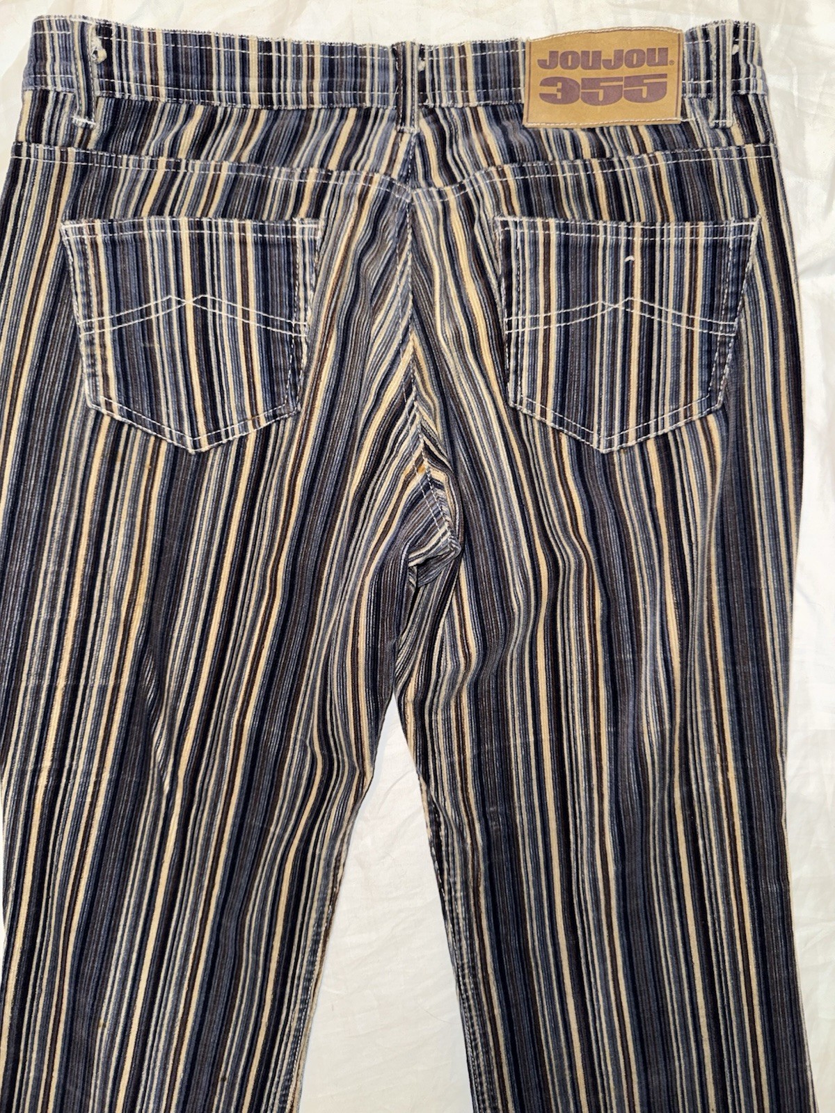 Jou Jou Women’s Vintage Flare Corduroy Low Rise Multi-Color Striped Pants Sz 5/6