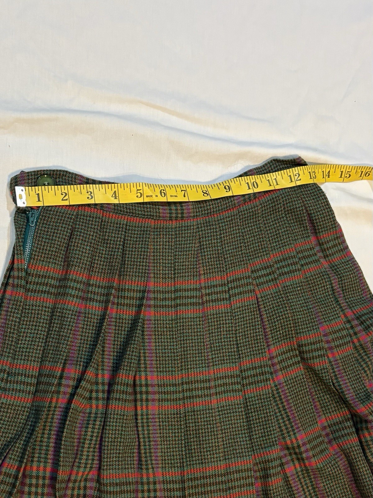 Vintage 60s Carole King 2 pc Multicolor Plaid Red Trim Academic Skirt Suit Mod