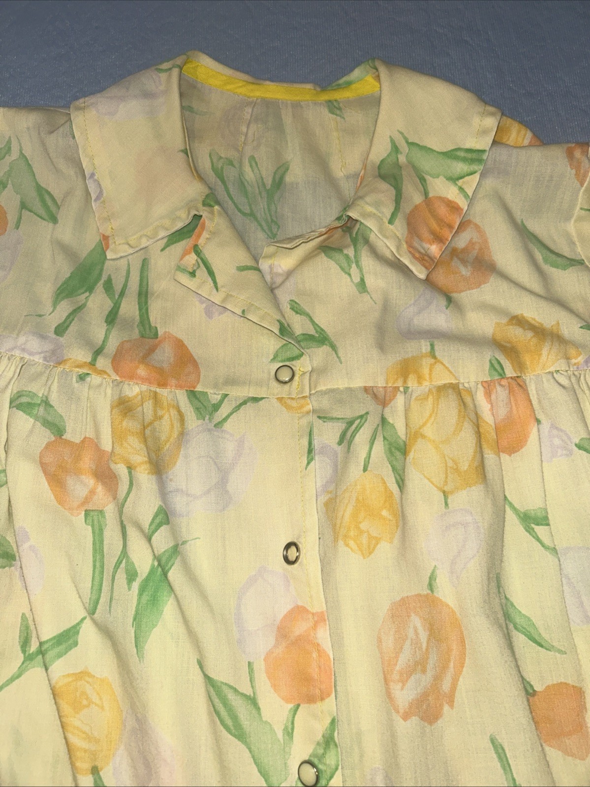 Vintage Cotton Snap From Yellow House Coat Housecoat GUC